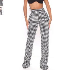 COPY - Fashion Nova - check back wide leg pant - black/white**gently worn**